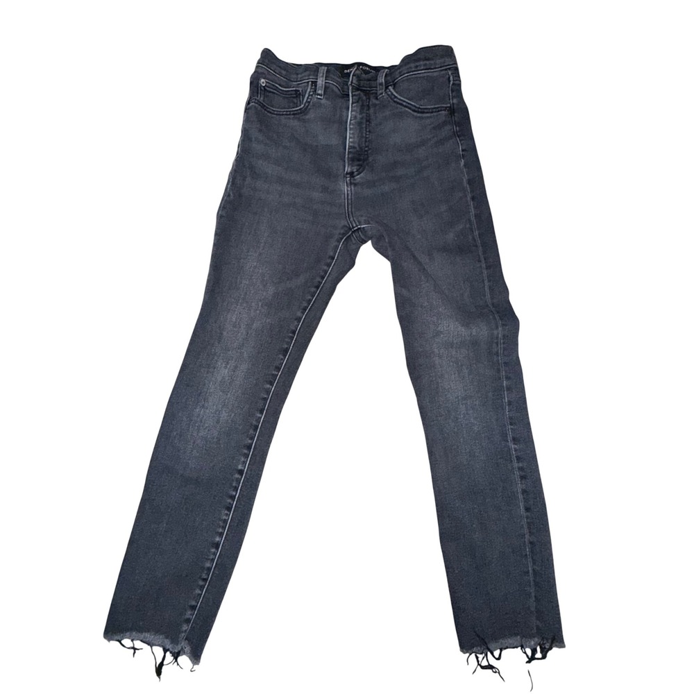 Denim Forum The Lola High Rise Jeans 27 Black Faded Raw Hem